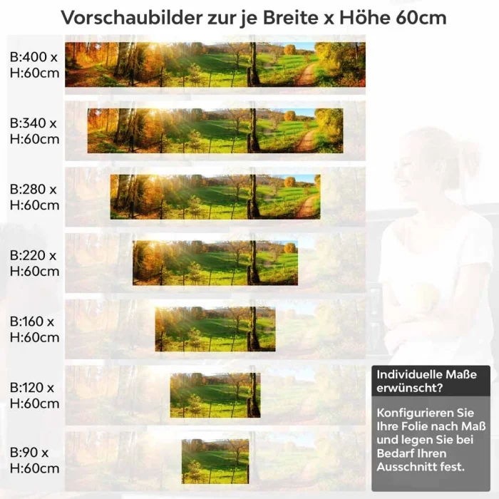 Küchenrückwand Folie Weg durch den Wald im Herbst Höhe 60cm