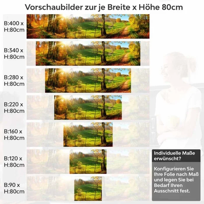 Küchenrückwand Folie Weg durch den Wald im Herbst Höhe 80cm