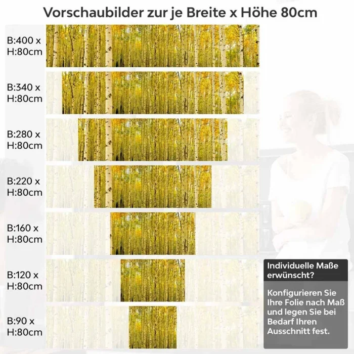 Küchenrückwand Folie Birkenwald Höhe 80cm
