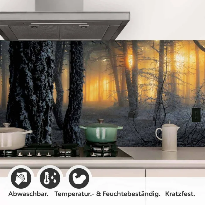 Küchenrückwand Folie mystischer Winterwald Detailbild 1