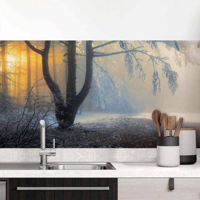 Küchenrückwand Folie mystischer Winterwald