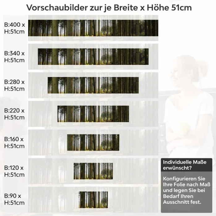 Küchenrückwand Folie Nadelwald - Lichtspiel der Natur Höhe 51cm