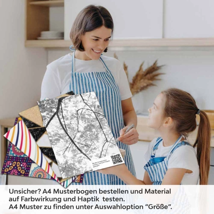 Küchenrückwand Folie Baum im Licht - Schwarz-Weiß Waldmotiv A4 Muster