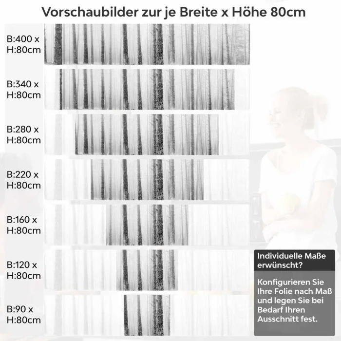 Küchenrückwand Folie Mystischer Wald - Baumstämme im Nebel Höhe 80cm