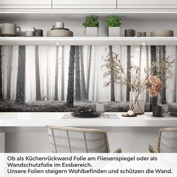 Küchenrückwand Folie Monochromer Wald - Harmonie und Mystik Artikelbild 1