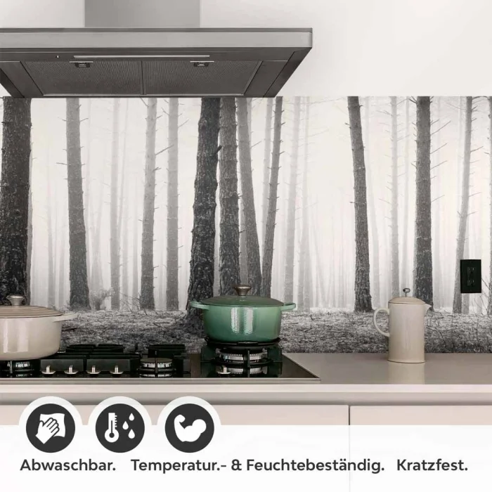 Küchenrückwand Folie Monochromer Wald - Harmonie und Mystik Detailbild 1