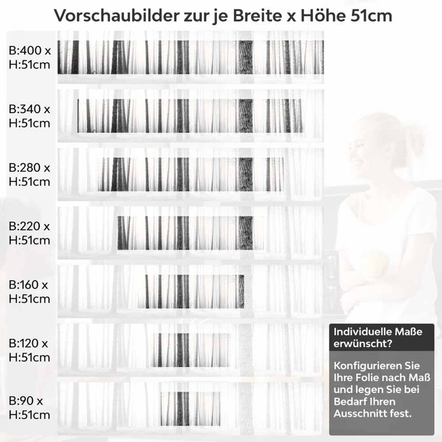 Küchenrückwand Folie Monochromer Wald - Harmonie und Mystik Höhe 51cm