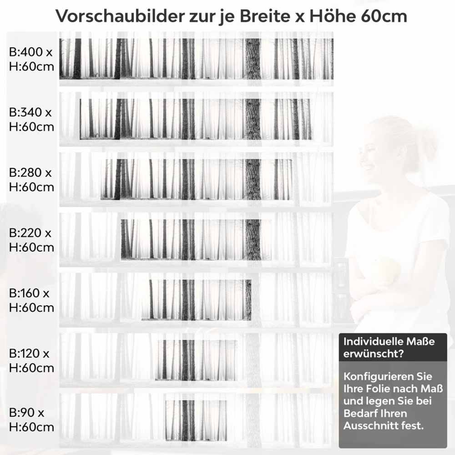 Küchenrückwand Folie Monochromer Wald - Harmonie und Mystik Höhe 60cm
