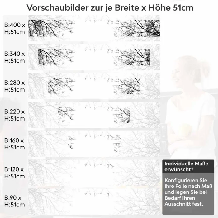 Küchenrückwand Folie Filigrane Baumkronen - Minimalistische Eleganz Höhe 51cm