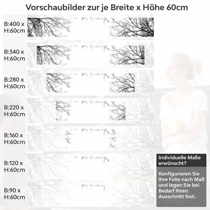 Küchenrückwand Folie Filigrane Baumkronen - Minimalistische Eleganz Höhe 60cm