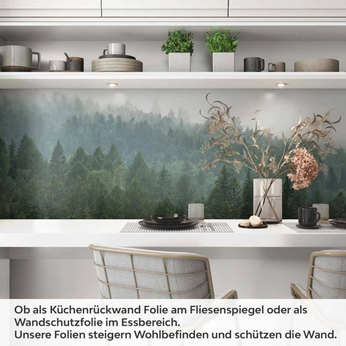 Küchenrückwand Folie Wald im Nebel Artikelbild 1