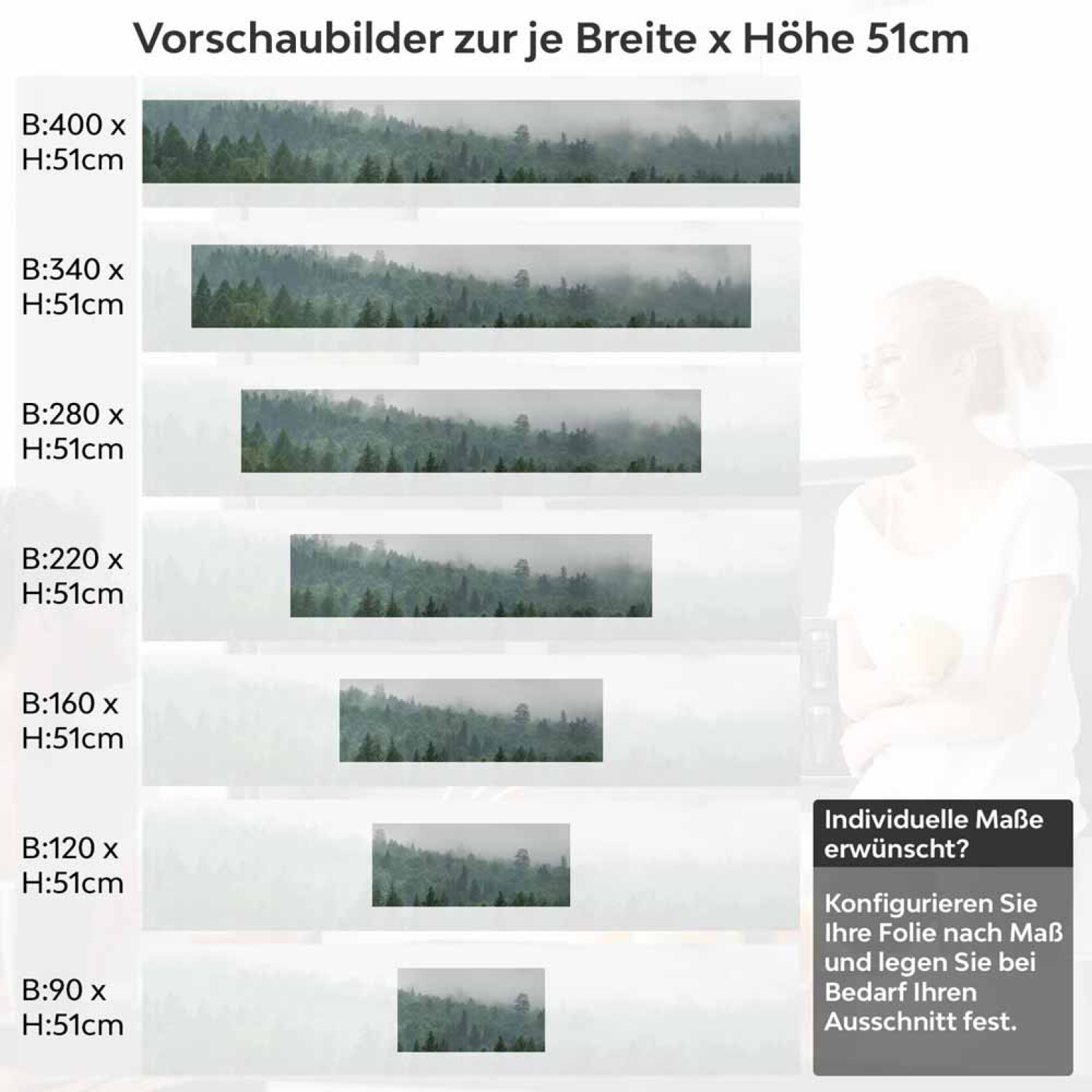 Küchenrückwand Folie Wald im Nebel Höhe 51cm