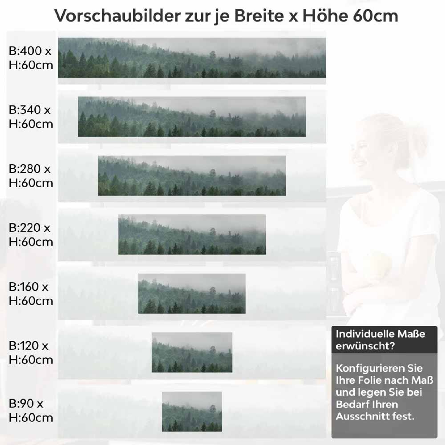 Küchenrückwand Folie Wald im Nebel Höhe 60cm