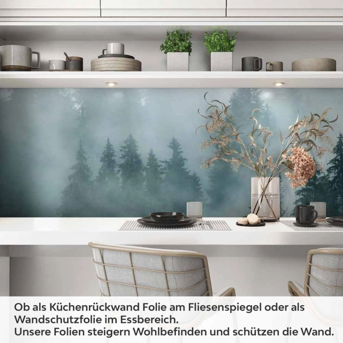 Küchenrückwand Folie Nebel und Tannen - Ein Hauch von Naturmystik Artikelbild 1