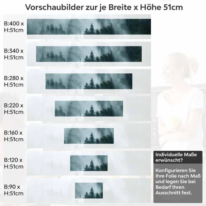 Küchenrückwand Folie Nebel und Tannen - Ein Hauch von Naturmystik Höhe 51cm