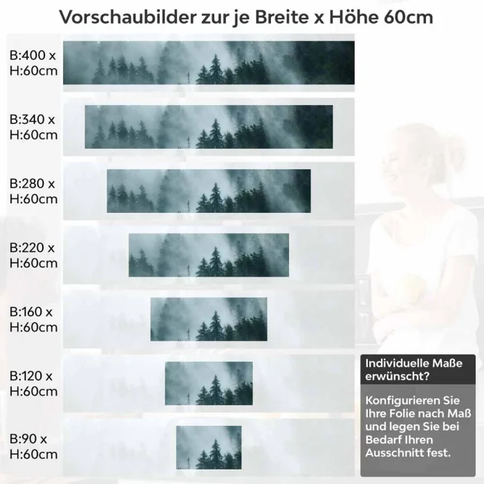 Küchenrückwand Folie Nebel und Tannen - Ein Hauch von Naturmystik Höhe 60cm