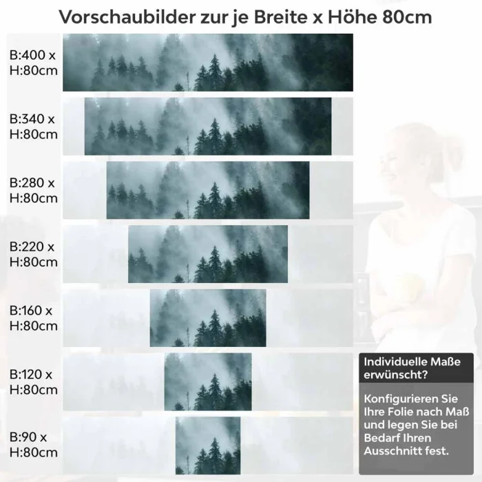 Küchenrückwand Folie Nebel und Tannen - Ein Hauch von Naturmystik Höhe 80cm