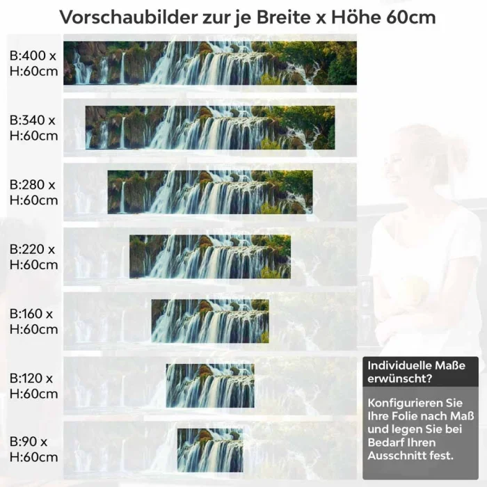 Küchenrückwand Folie Wald & Wasserfall Höhe 60cm