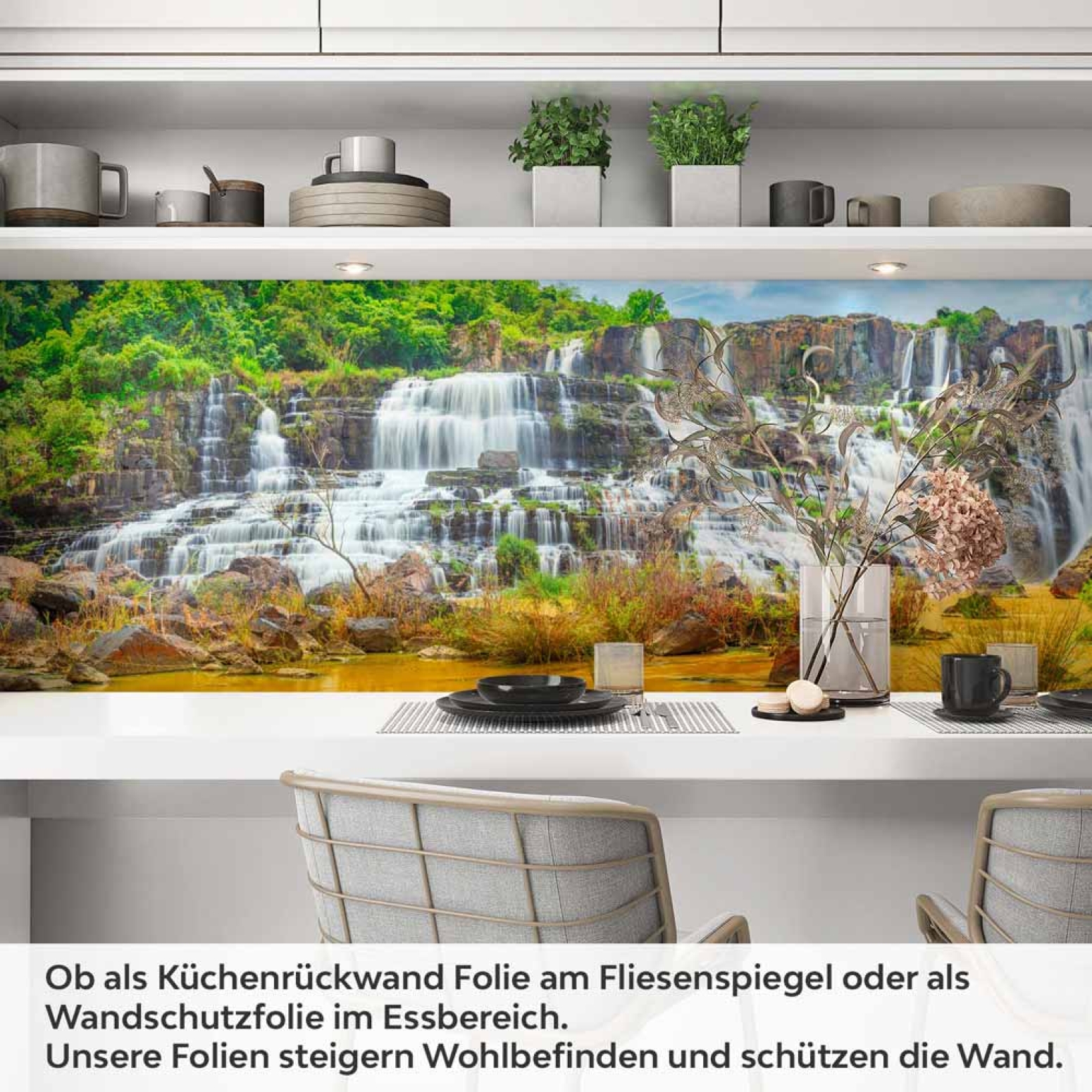 Küchenrückwand Folie Goldener Wasserfall Artikelbild 1
