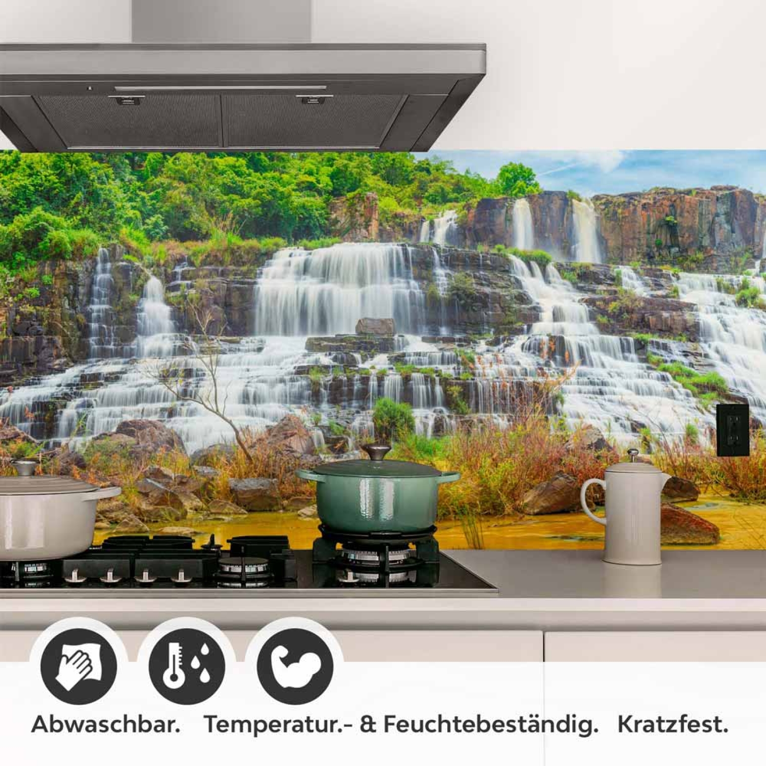 Küchenrückwand Folie Goldener Wasserfall Detailbild 1