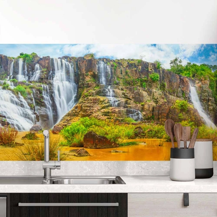 Küchenrückwand Folie Goldener Wasserfall