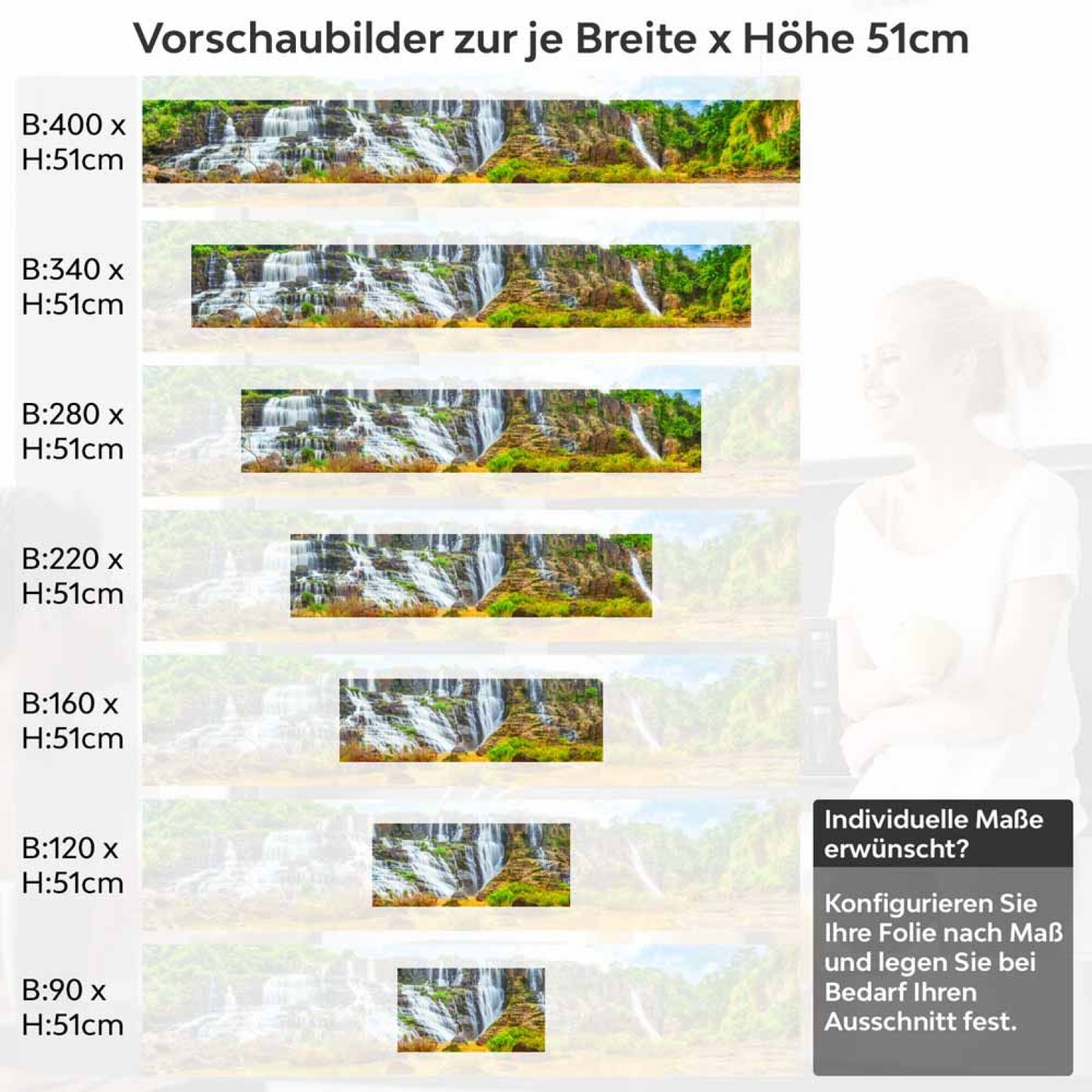 Küchenrückwand Folie Goldener Wasserfall Höhe 51cm