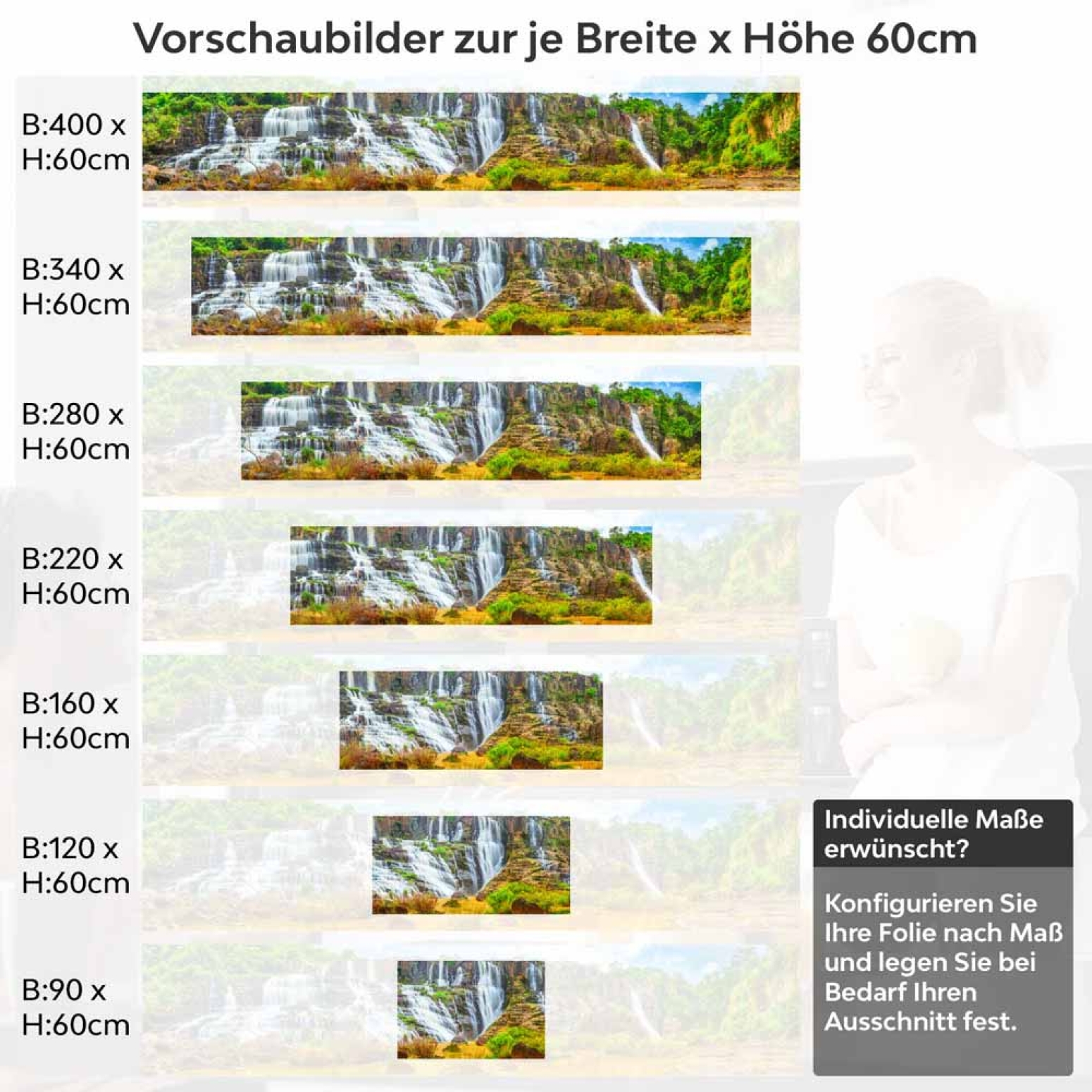 Küchenrückwand Folie Goldener Wasserfall Höhe 60cm
