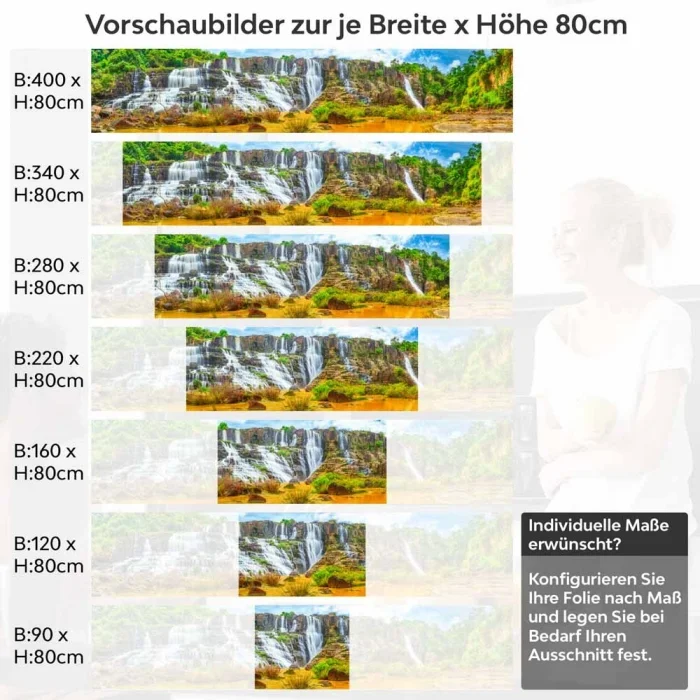 Küchenrückwand Folie Goldener Wasserfall Höhe 80cm