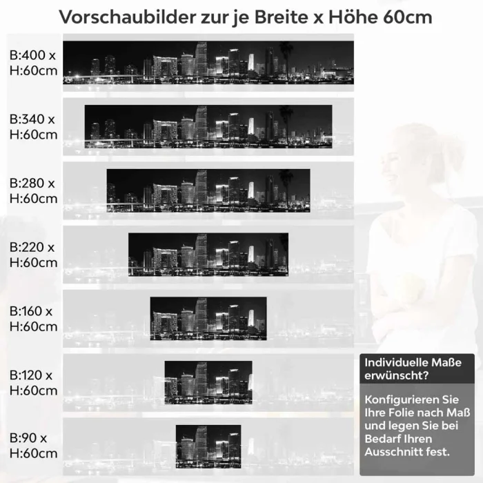 Küchenrückwand Folie Skyline at Night Höhe 60cm