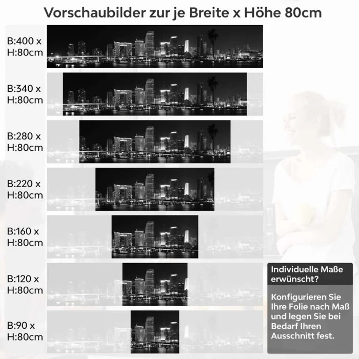 Küchenrückwand Folie Skyline at Night Höhe 80cm