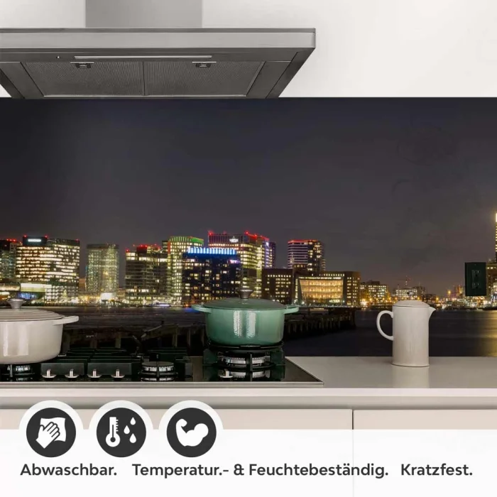 Küchenrückwand Folie Bostons Skyline bei Nacht Detailbild 1