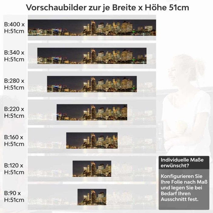 Küchenrückwand Folie Bostons Skyline bei Nacht Höhe 51cm