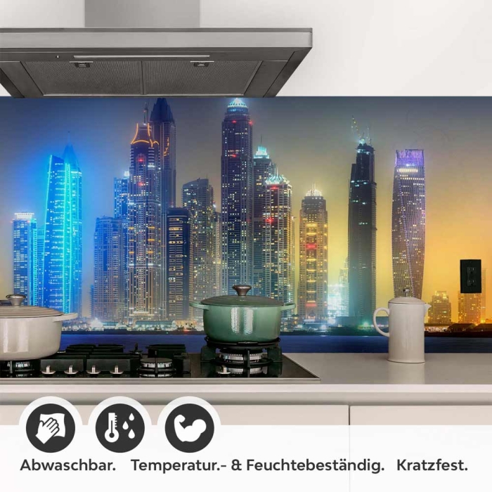 Küchenrückwand Folie Skylines im Schimmer der Nacht Detailbild 1