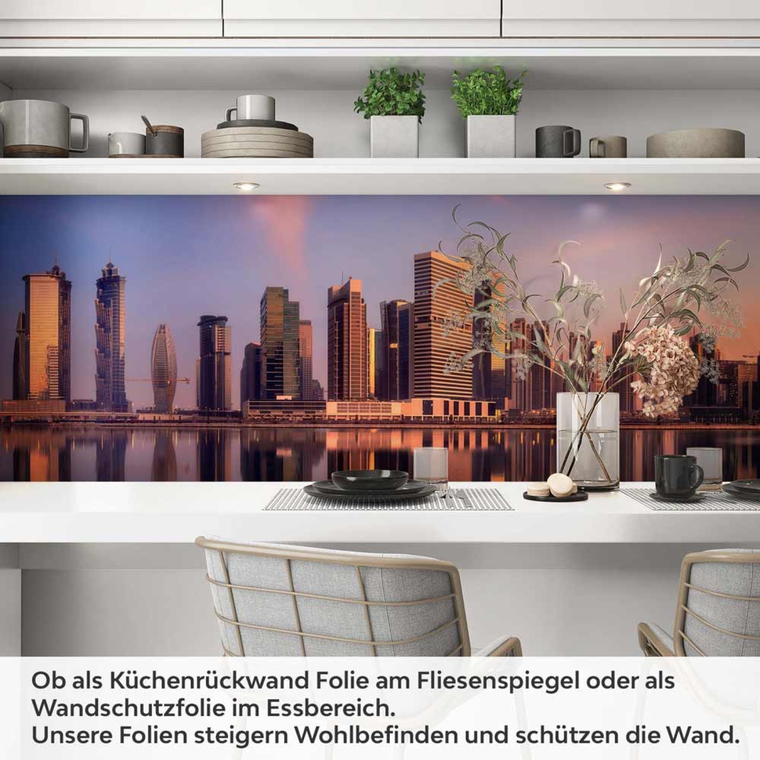 Küchenrückwand Folie Skylines im Morgenrot Artikelbild 1