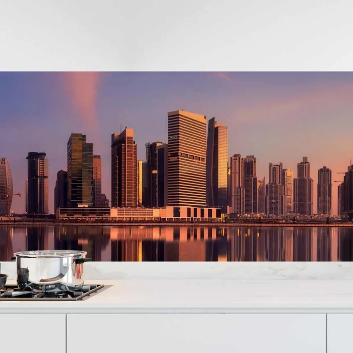 Küchenrückwand Folie Skylines im Morgenrot Hauptbild 1