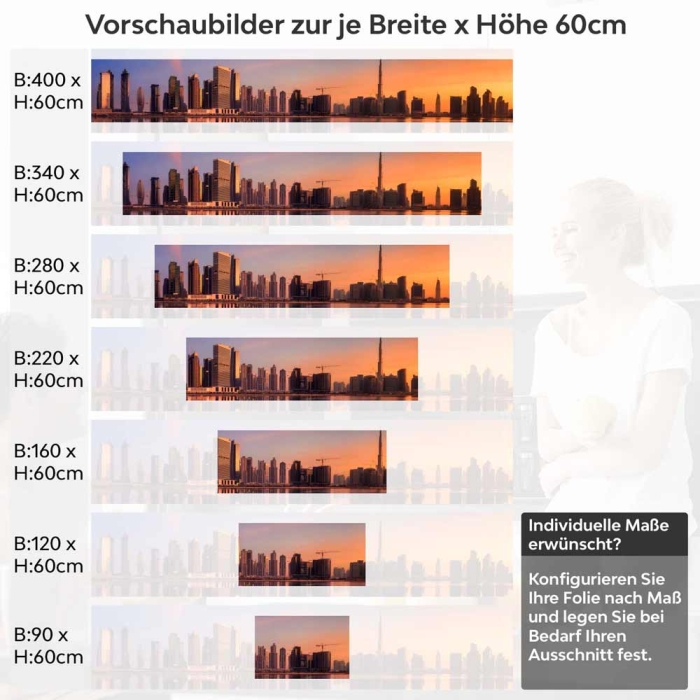 Küchenrückwand Folie Skylines im Morgenrot Höhe 60cm