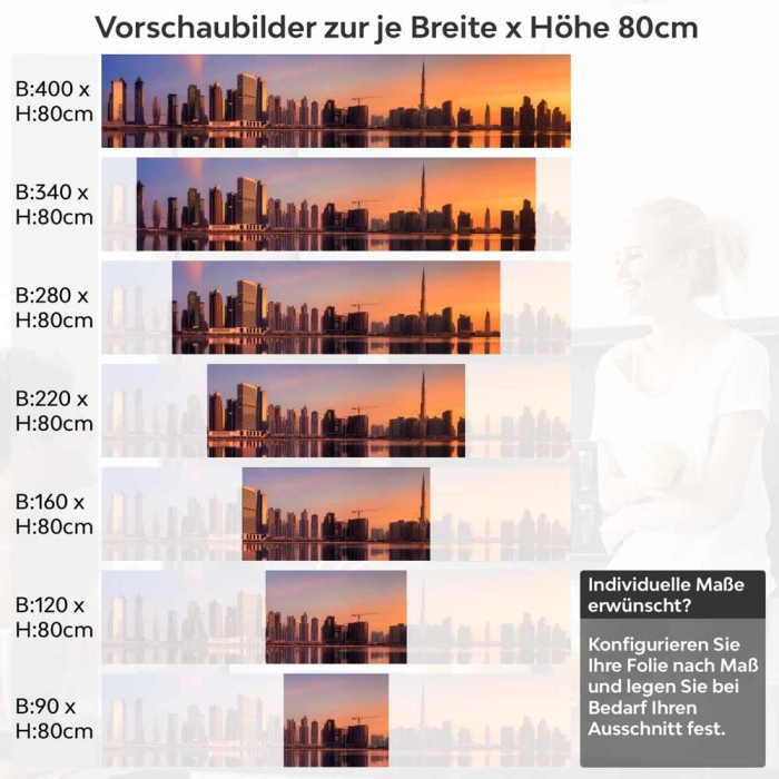 Küchenrückwand Folie Skylines im Morgenrot Höhe 80cm