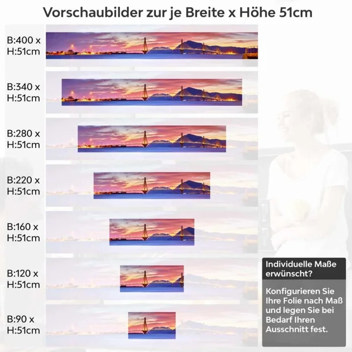 Küchenrückwand Folie Brücke zwischen Inseln Höhe 51cm