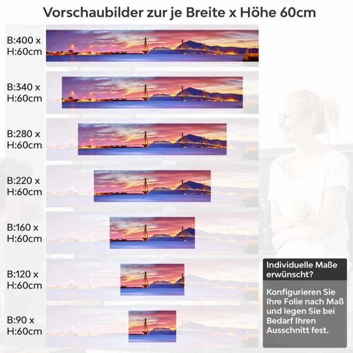 Küchenrückwand Folie Brücke zwischen Inseln Höhe 60cm