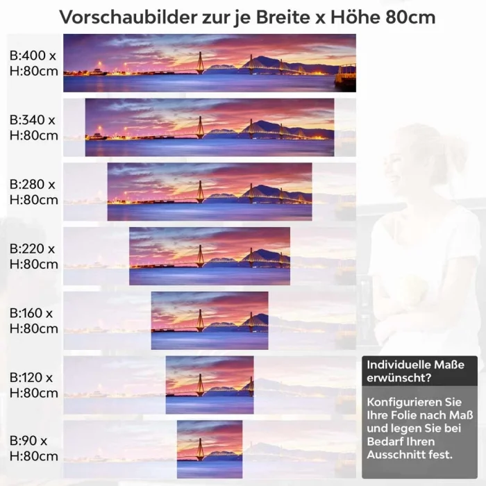 Küchenrückwand Folie Brücke zwischen Inseln Höhe 80cm