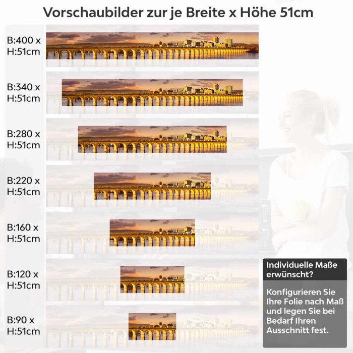 Küchenrückwand Folie Brücke im Wasser Höhe 51cm