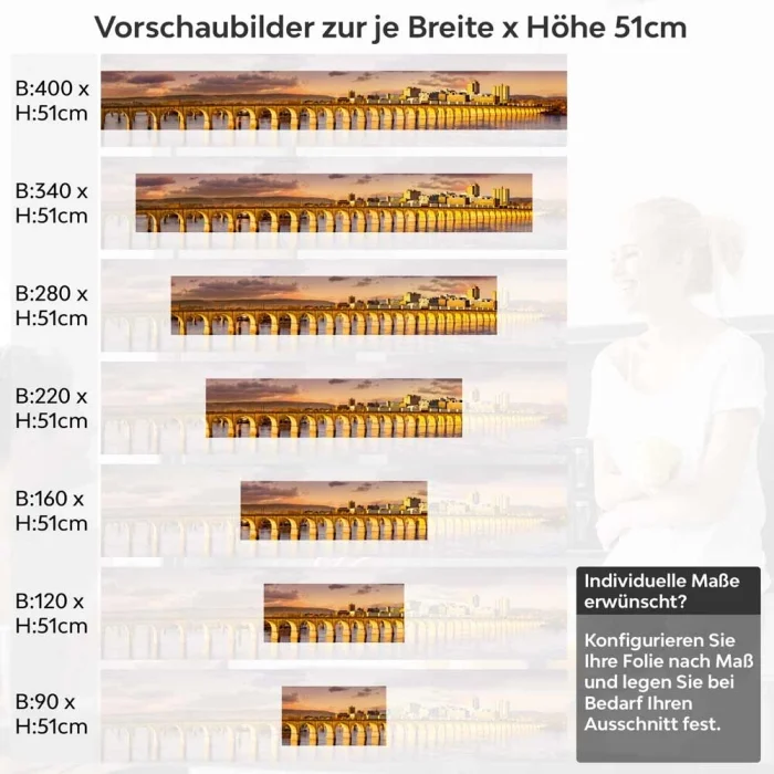 Küchenrückwand Folie Brücke im Wasser Höhe 51cm