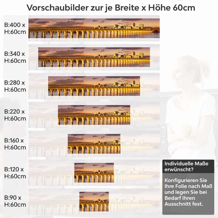 Küchenrückwand Folie Brücke im Wasser Höhe 60cm