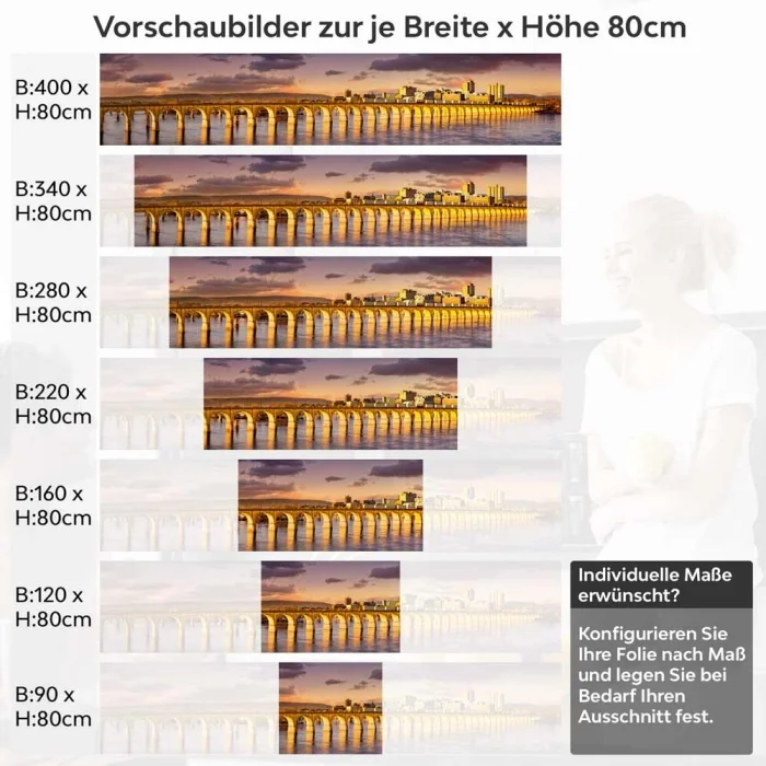 Küchenrückwand Folie Brücke im Wasser Höhe 80cm