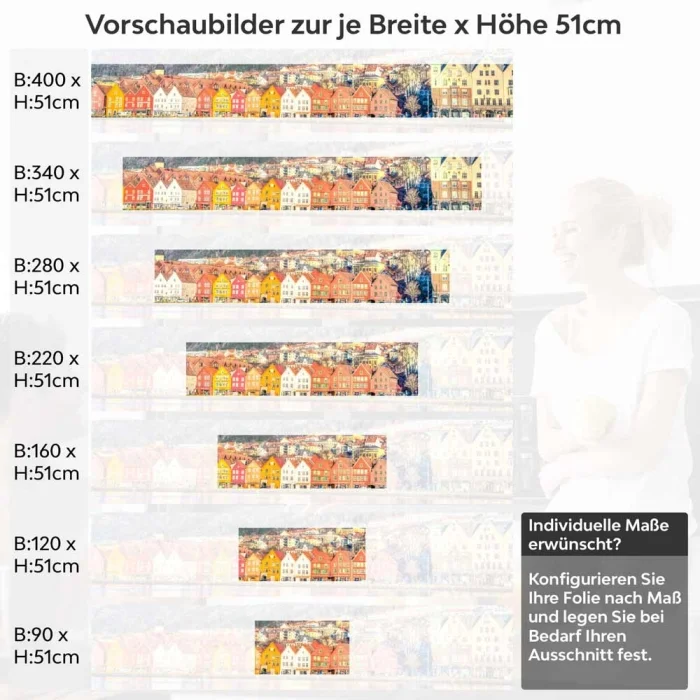 Küchenrückwand Folie bunte Häuser entlang der Promenade Höhe 51cm