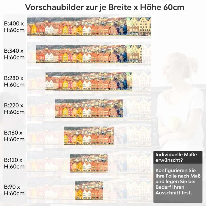 Küchenrückwand Folie bunte Häuser entlang der Promenade Höhe 60cm