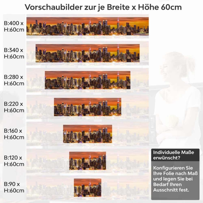 Küchenrückwand Folie Skylines & der Hafen von New York Höhe 60cm