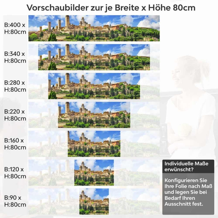 Küchenrückwand Folie Altstadt mit mediterranem Charme Höhe 80cm