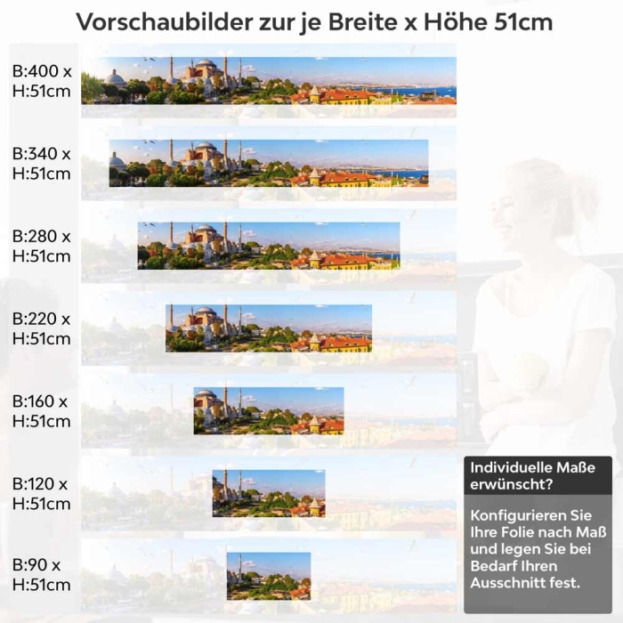 Küchenrückwand Folie Inselbrücke Höhe 51cm