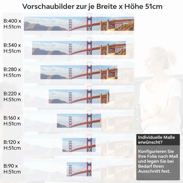 Küchenrückwand Folie Brücke zwischen Inseln Höhe 51cm